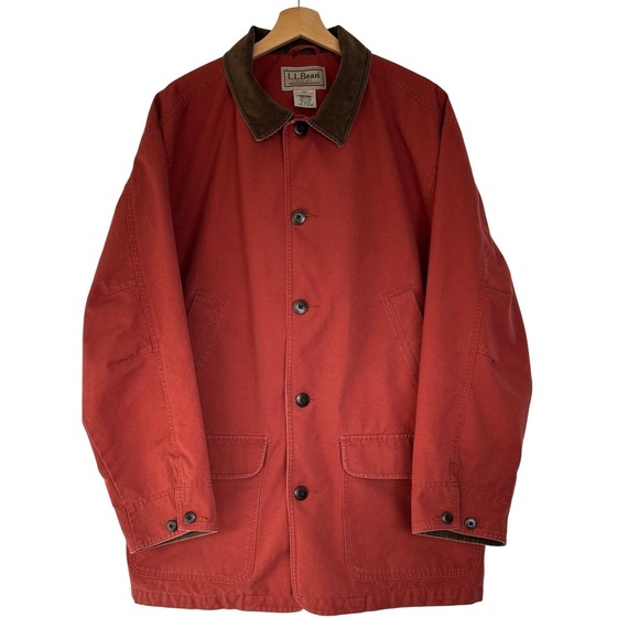 LL Bean Vintage Chore Red Lined Canvas Barn Field Coat Jacket Men XL Gorpcore